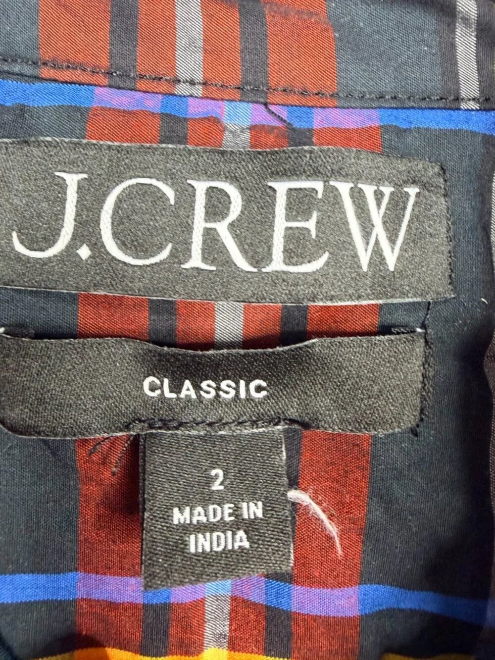 2/$30 J. Crew Classic-fit Ruffleneck Jewel-Button Popover Stewart Tartan #A3151